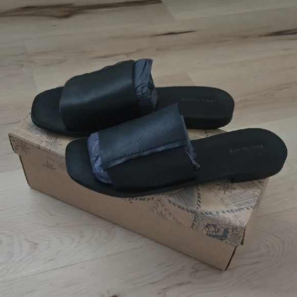 New Free People Verona Slides, Black, Size 38.5 - Picture 1 of 5